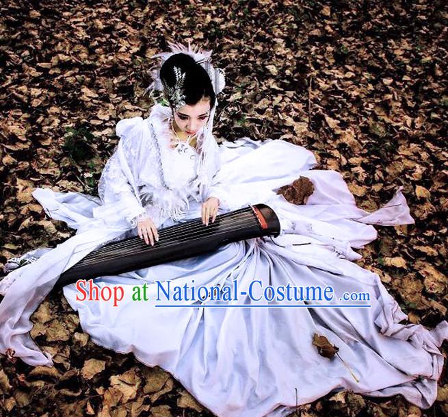 Top White Chinese Imperial Royal Princess Traditional Wear Queen Dresses Fairy Cosplay Costumes Ideas Asian Cosplay Supplies Complete Set