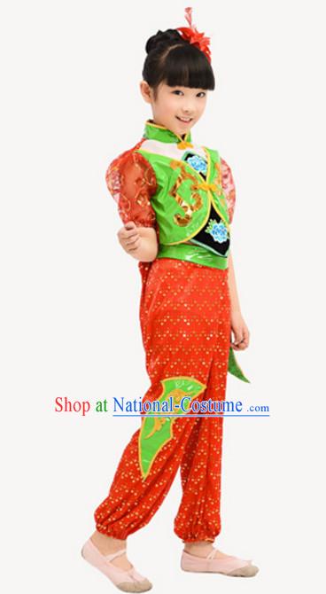 Traditional Chinese Costume Chinese Dance Costumes Complete Set for Kids Girls