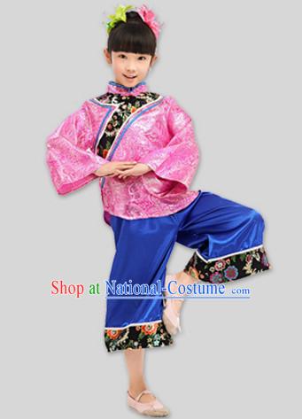 Traditional Chinese Costume Chinese Dance Costumes Complete Set for Kids Girls