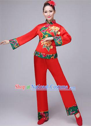 Traditional Chinese Fan Dancing Costume Chinese Dance Costumes Complete Set for Women