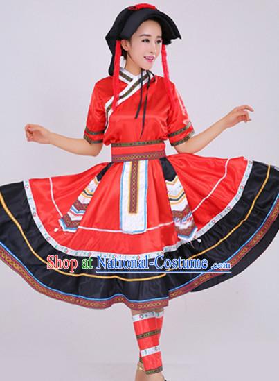 Traditional Chinese Fan Dancing Costume Chinese Dance Costumes Complete Set for Women