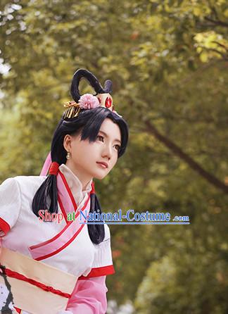 Chinese Ancient Lady Cosplay Handmade Wig and Hair Accessories Set