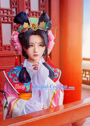 Chinese Ancient Lady Princess Handmade Wig and Hair Accessories Set