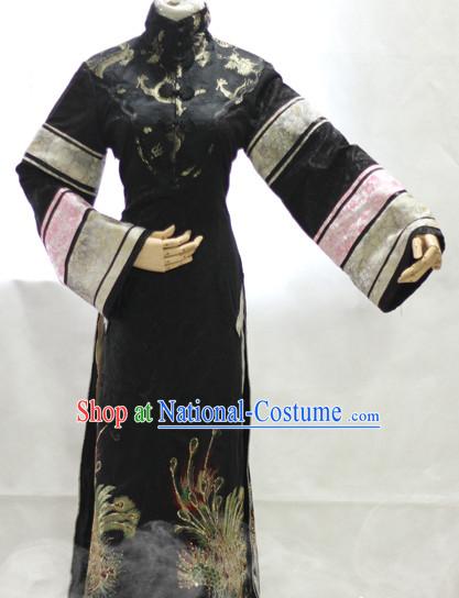 Mandarin Collar Minguo Style Long Robe Hanzhuang Han Fu Han Clothing Traditional Chinese Dress National Nezha Costume Complete Set for Women or Girls