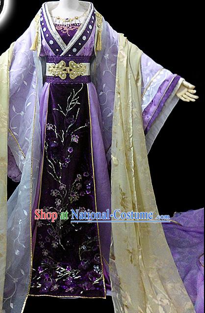 Purple Ancient China Princess Garment Traditional Imperial Queen Costumes High Quality Chinese Empress National Costumes and Accessories Complete Set for Women