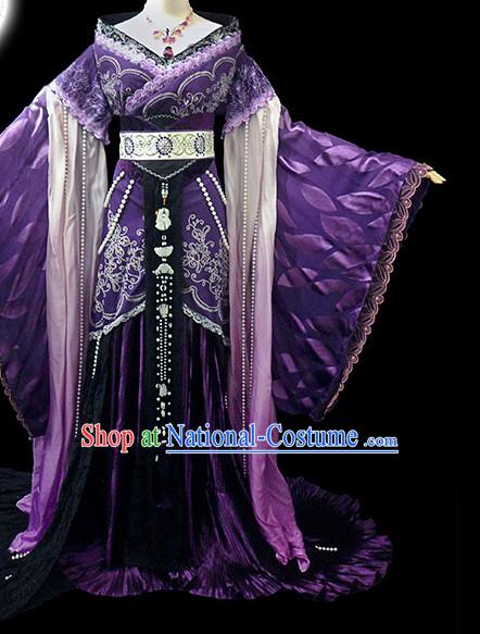 Purple Ancient China Princess Garment Traditional Imperial Queen Costumes High Quality Chinese Empress National Costumes and Accessories Complete Set for Women