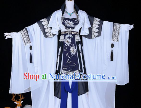 Ancient Chinese Princess Court Dresses Hanzhuang Han Fu Han Clothing Traditional Chinese Dress Hanfu National Costumes and Hair Jewelry Complete Set for Women or Girls