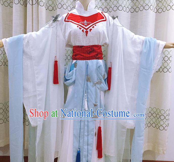 Ancient Chinese Princess Hanfu National Costumes and Headpieces Complete Set for Women