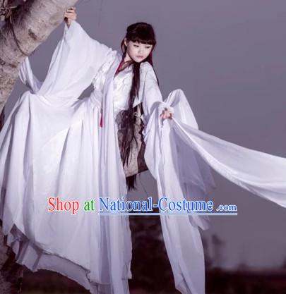 Ancient Chinese Fairy Beauty Hanfu National Costumes and Headpieces Complete Set for Women