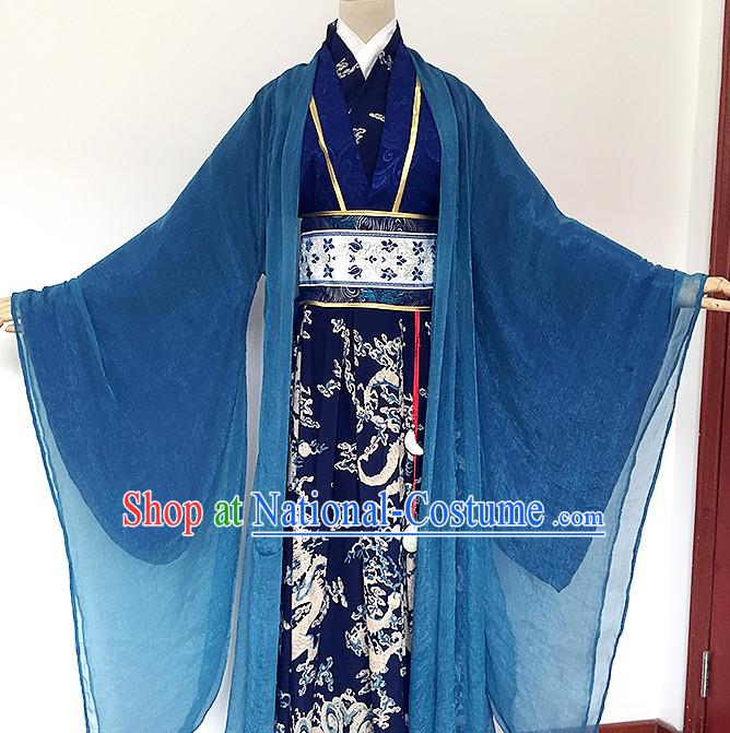 Ancient Chinese Prince Dragon Clothing National Costumes Complete Set for Men