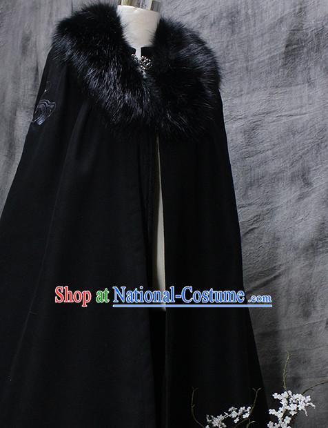 Black Chinese Classical Emperor Imperial Robe Cosplay Clothes Hanfu Han Fu Mantle Cape for Men