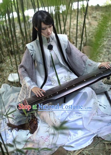 Top Chinese Ancient Artist Dresses Theater and Reenactment Costumes Complete Set for Men