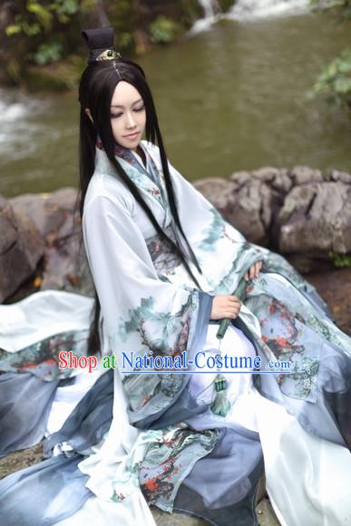 Top Chinese Ancient Artist Dresses Theater and Reenactment Costumes Complete Set for Men