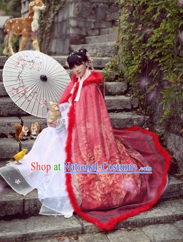 Top Chinese Ancient Princess Dresses Theater and Reenactment Costumes Cape Mantle Complete Set for Women Girls