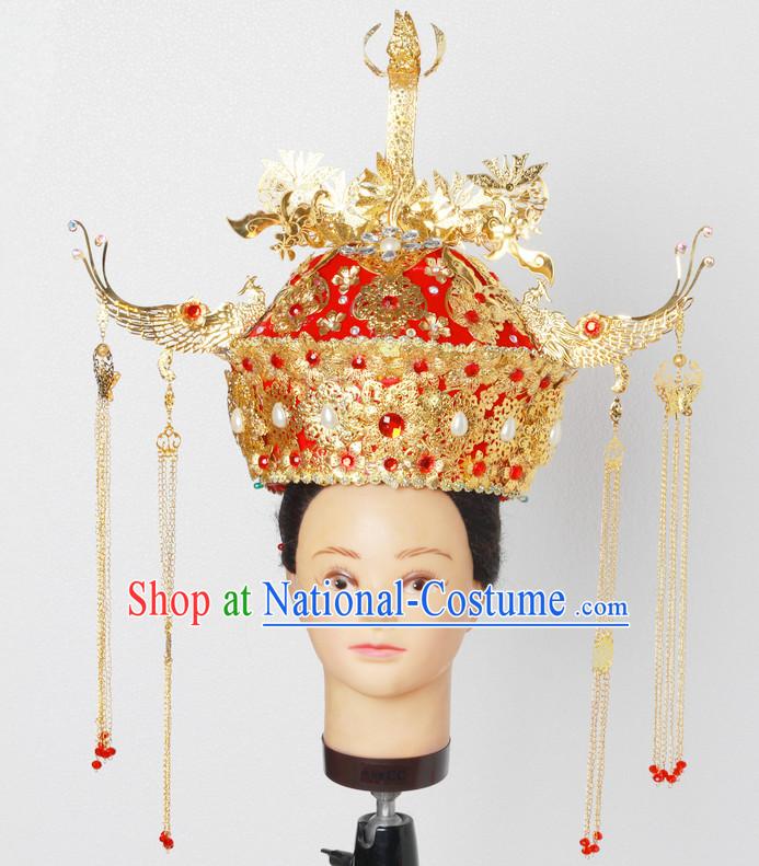 Stunning Beautiful Handmade Chinese Ancient Imperial Empress Wedding Phoenix Hat