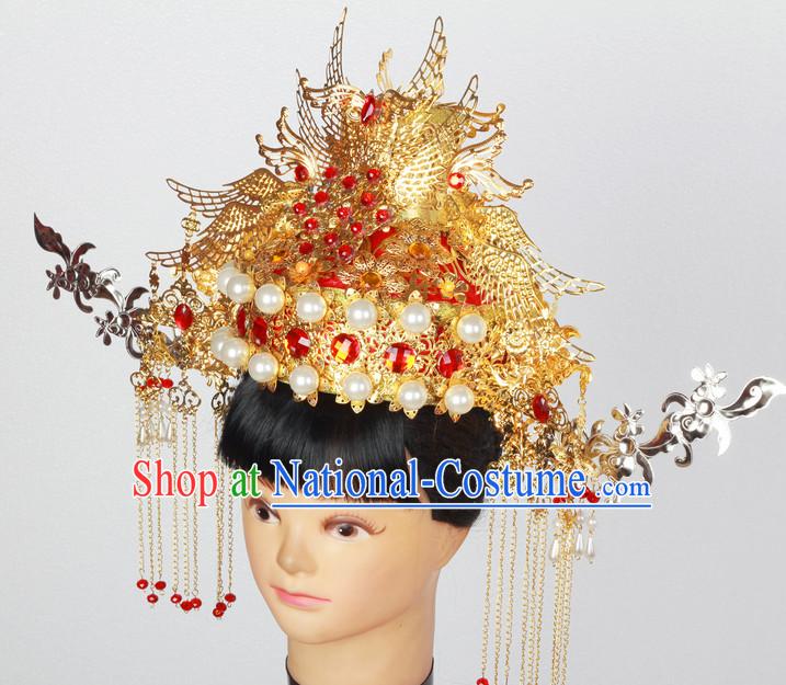 Supreme Handmade Chinese Ancient Imperial Palace Empress Wedding Phoenix Hat