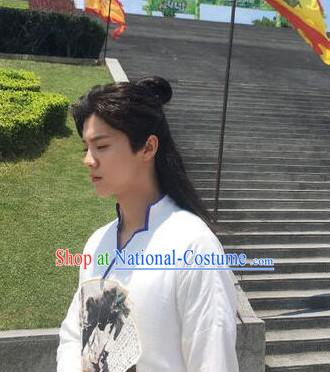 Ancient Chinese Warrior Knight Long Black Wigs for Men