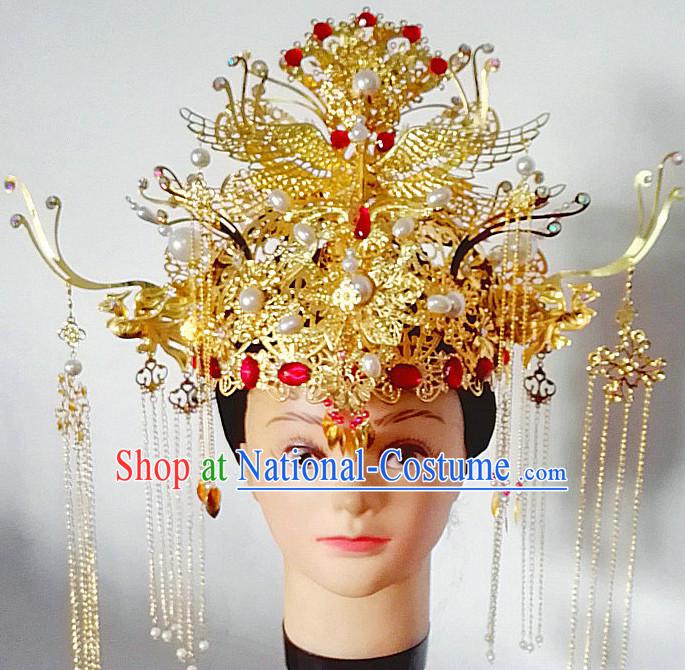 Handmade Chinese Empress Queen Imperial Wedding Bridal Phoenix Hat for Brides