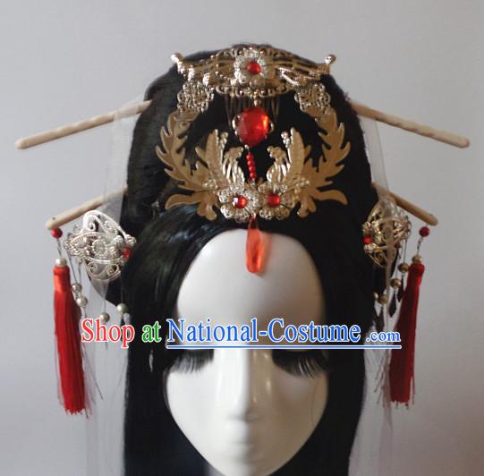 Chinese Classic Lady Headwear Crowns Hats Headpiece Hair Accessories Jewelry Set