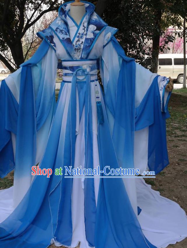 Blue Chinese Classical Princess Costumes Complete Set