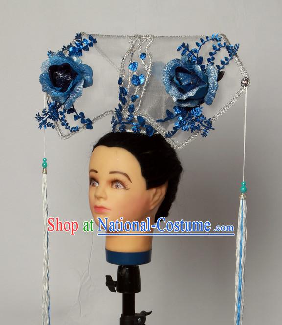 Handmade Chinese Model Stage Performance Manchu Princess Hair Decorations Headpieces for Women