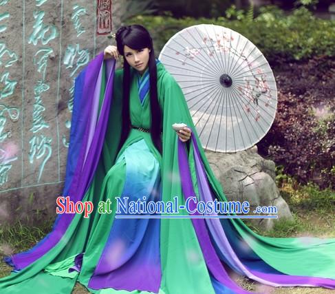 Top Chinese Beauty Hanfu Costumes Theater and Reenactment Costumes and Headgear Complete Set for Women