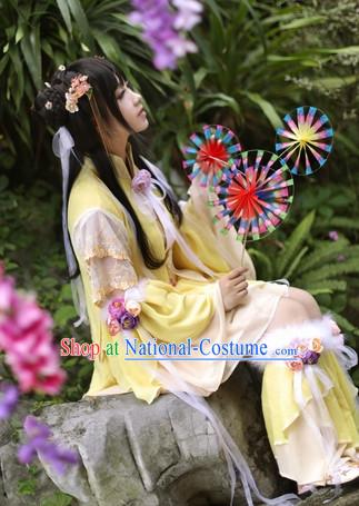 Top Chinese Ancient Costumes Theater and Reenactment Costumes and Headgear Complete Set for Women