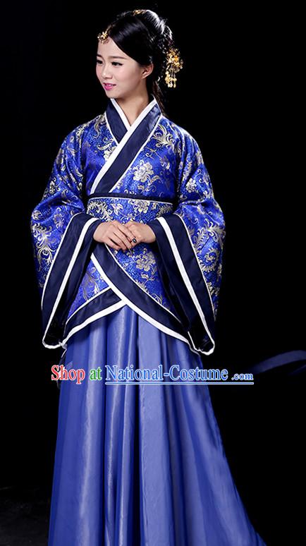 Chinese Han Dynasty Women Hanfu Clothing and Hair Ornaments Complete Set