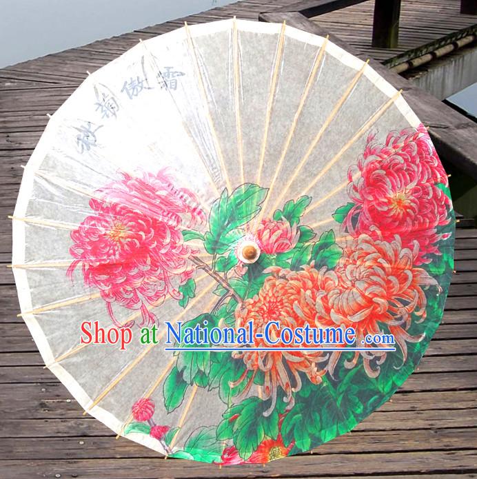 Traditional Rainproof Handmade Chinese Classic Oil Paper Umbrellas China Dance Umbrella Stage Performance Umbrella Dancing Props