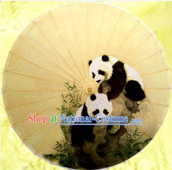 Asian Dance Umbrella China Handmade Traditional Panda Umbrellas Stage Performance Umbrella Dance Props