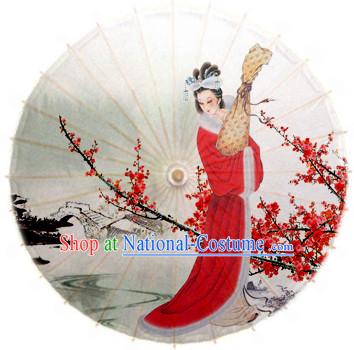 Traditional Rainproof Handmade Chinese Classic Flower Oil Paper Umbrellas China Dance Umbrella Stage Performance Umbrella Dancing Props