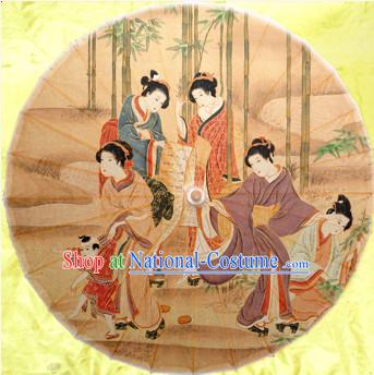 Traditional Rainproof Handmade Chinese Classic Oil Paper Umbrellas China Dance Umbrella Stage Performance Umbrella Dancing Props