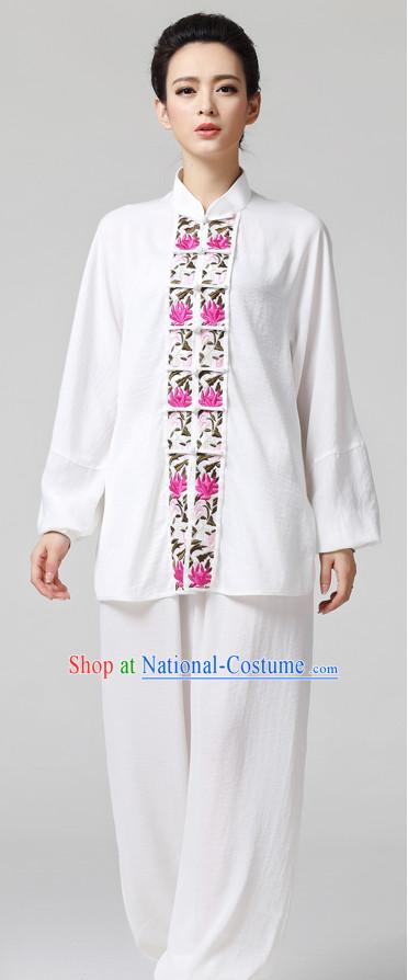 White Chinese Kung Fu Tai Chi Wushu Shaolin Uniform Wudang Uniforms Wu Shu Nanquan Kungfu Changquan Costume Uniform Martial Arts Tai Chi Taiji Uniforms