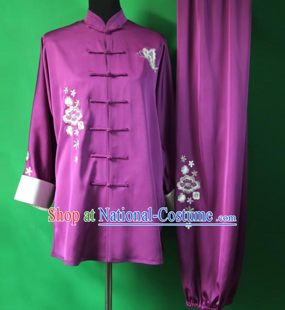 Purple Chinese Kung Fu Tai Chi Wushu Shaolin Uniform Wudang Uniforms Wu Shu Nanquan Kungfu Changquan Costume Uniform Martial Arts Tai Chi Taiji Uniforms