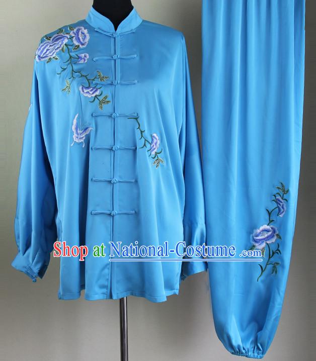 Blue Chinese Kung Fu Tai Chi Wushu Shaolin Uniform Wudang Uniforms Wu Shu Nanquan Kungfu Changquan Costume Uniform Martial Arts Tai Chi Taiji Uniforms