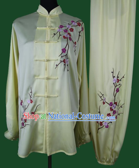 Light Yellow Chinese Kung Fu Tai Chi Wushu Shaolin Uniform Wudang Uniforms Wu Shu Nanquan Kungfu Changquan Costume Uniform Martial Arts Tai Chi Taiji Uniforms