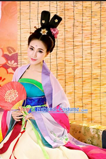 Ancient Chinese Clothing Imperial Dresses National Costume and Hairpins Complete Set for Women