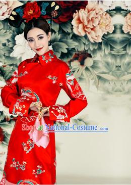 Traditional Qing Dynasty Chinese Women Empress Clothing Imperial Princess Dresses National Costume and Hair Ornaments Complete Set