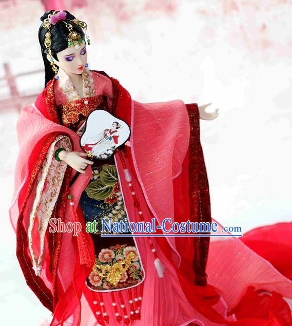 Traditional Chinese Women Empress Clothing Dresses National Costume and Hair Ornaments Complete Set