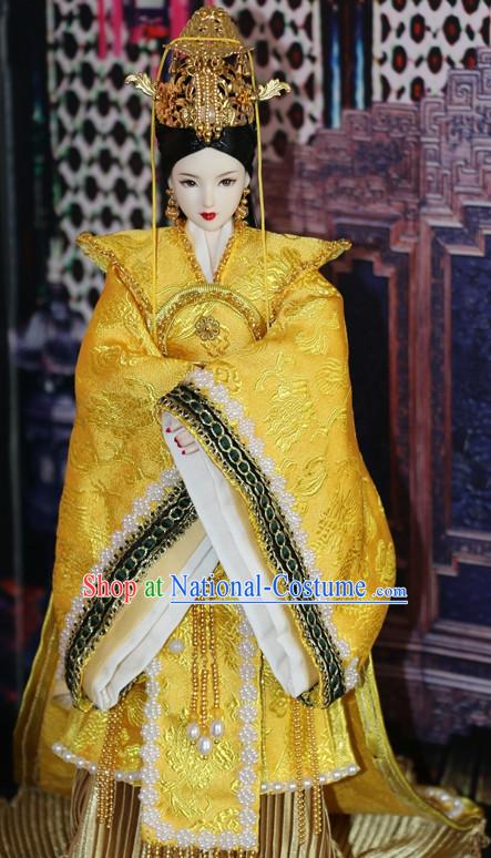 Traditional Chinese Women Empress Clothing Dresses National Costume and Hair Ornaments Complete Set