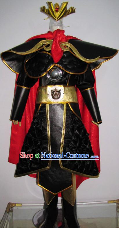 Chinese Swordsman Film Costumes Knight Clothing Warrior Costume and Hair Ornaments Complete Set