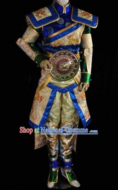 Chinese Swordsman Film Costumes Knight Clothing Warrior Costume and Hair Ornaments Complete Set