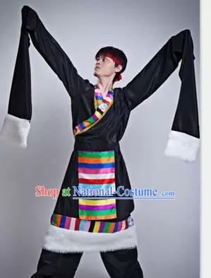 Chinese Long Sleeve Black Dance Costume Dance Costumes for Men