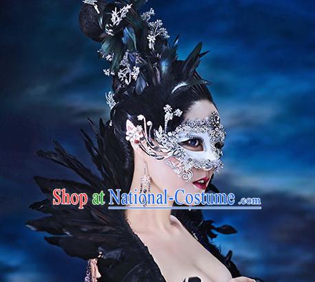 Chinese Queen Cosplay Costumes Mask and Hair Ornaments Complete Set