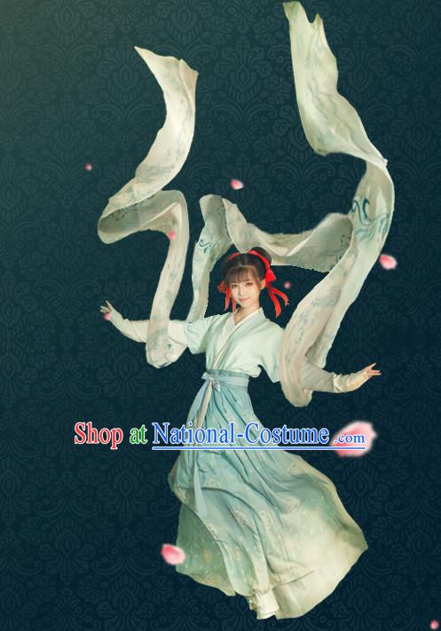 Chinese Ancient Women Hanfu Clothing Stage Drama Performance Traditional Girl Dress and Hairpins Complete Set