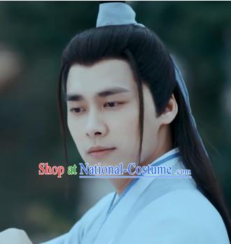 Chinese Ancient Hero Long Black Wigs