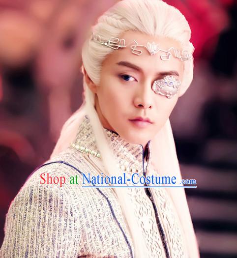 Chinese Ancient Male Long White Wigs