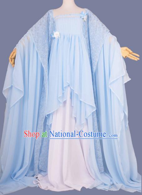 Chinese Hanfu Hakama Traditional Fairy Dress Quju Supreme Chinese Princess Costume Ancient Chinese Costume and Headpieces Complete Set