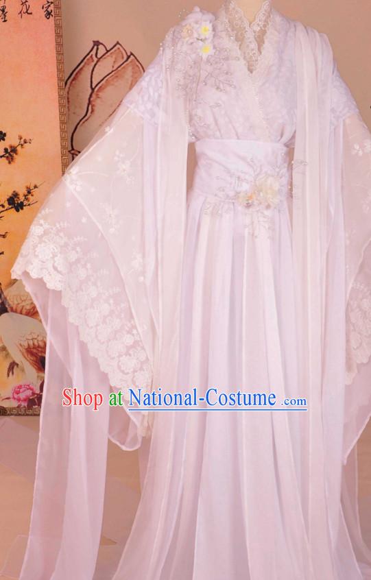 Chinese Hanfu Hakama Traditional Fairy Dress Quju Supreme Chinese Princess Costume Ancient Chinese Costume and Headpieces Complete Set