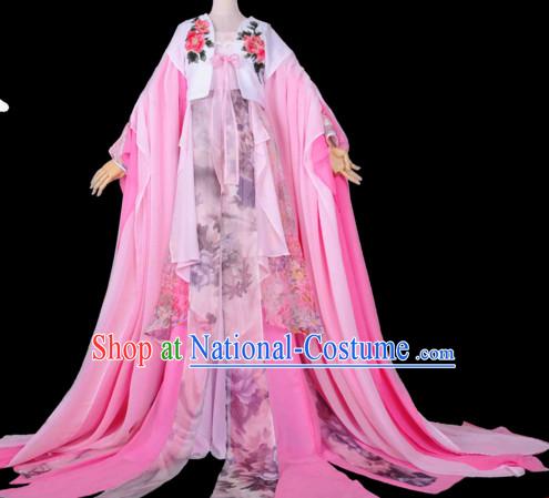 Chinese Hanfu Hakama Traditional Fairy Dress Quju Supreme Chinese Princess Costume Ancient Chinese Costume and Headpieces Complete Set